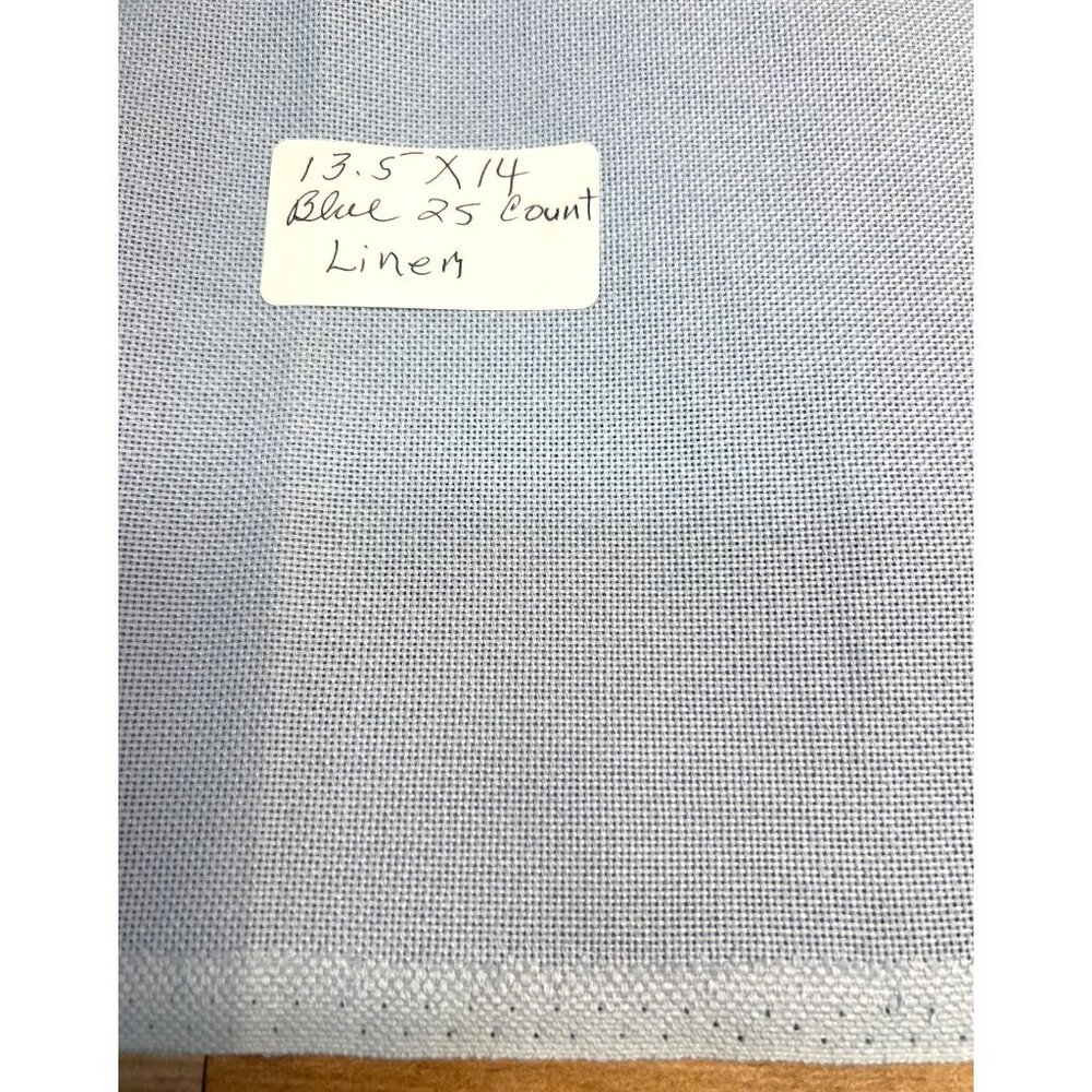 13.5" X 14" Blue 25 Count Linen Fabric Cross Stitch